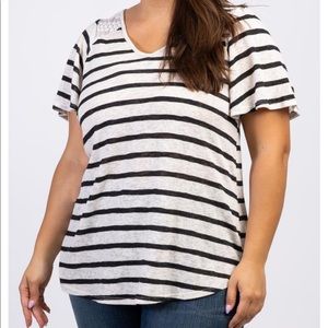 PinkBlush plus size maternity stripe top